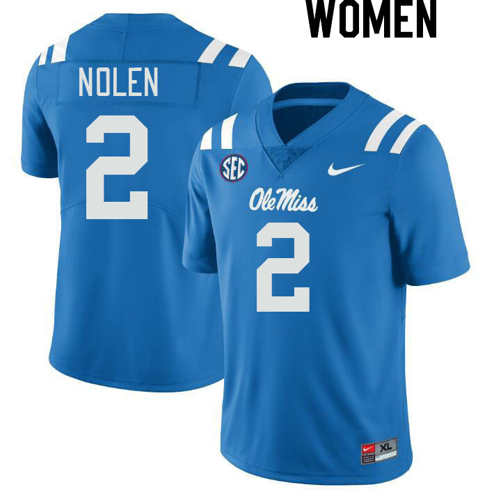 Women #2 Walter Nolen Ole Miss Rebels College Football Jerseys Stitched-Power Blue